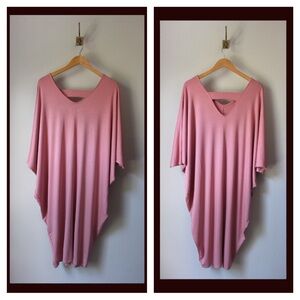 Miracle Berry Dusty Rose V-Neck Oversized Tunic Dress